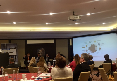 Andrey Korelskiy acted as moderator of session and speaker at Pravo.ru conference “Law firm economy”